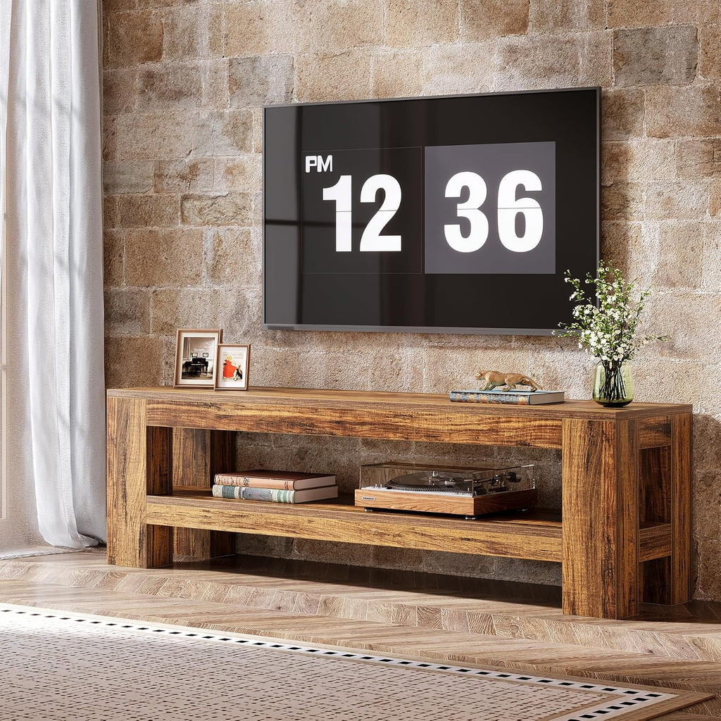 Tribesigns 59' TV Stand for 55/60/65/75-Inch TVs, Rustic Media TV Console with Storage Shelve, Entertainment Center Television Stand for Living Room, Bedroom (Brown)