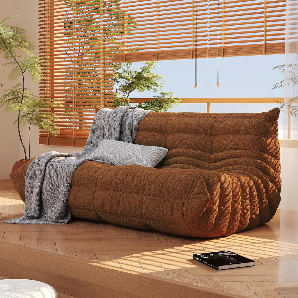 3-Seater Giant Loveseat Boneless Bean Bag Chair for Adults - Teddy Fleece Fireside Accent Chair with Memory Foam, Comfy Lazy Floor Sofa Couch Chaise Lounge for Living Room Bedroom Theater