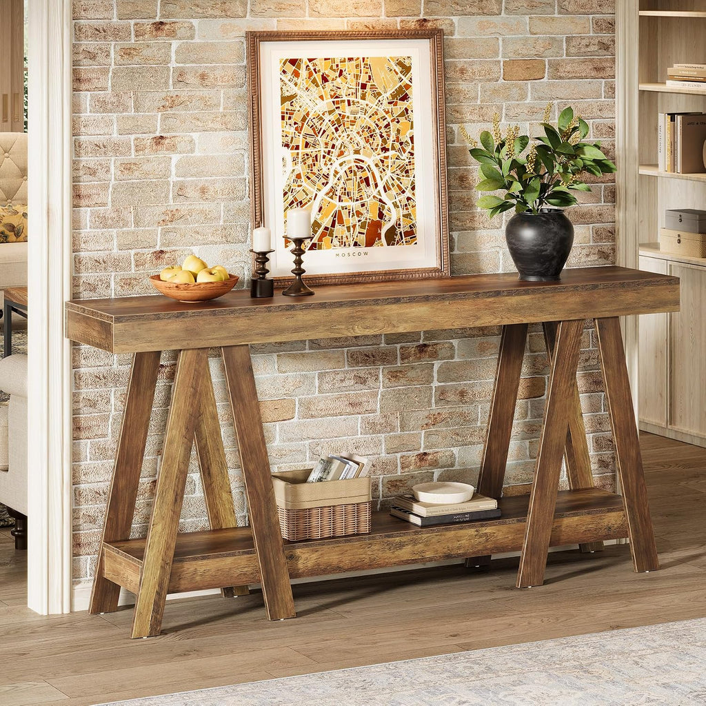 Tribesigns 70.87' Farmhouse Console Table, 2-Tier Entryway Accent Table Behind Sofa for Living Room, Entrance, Foyer