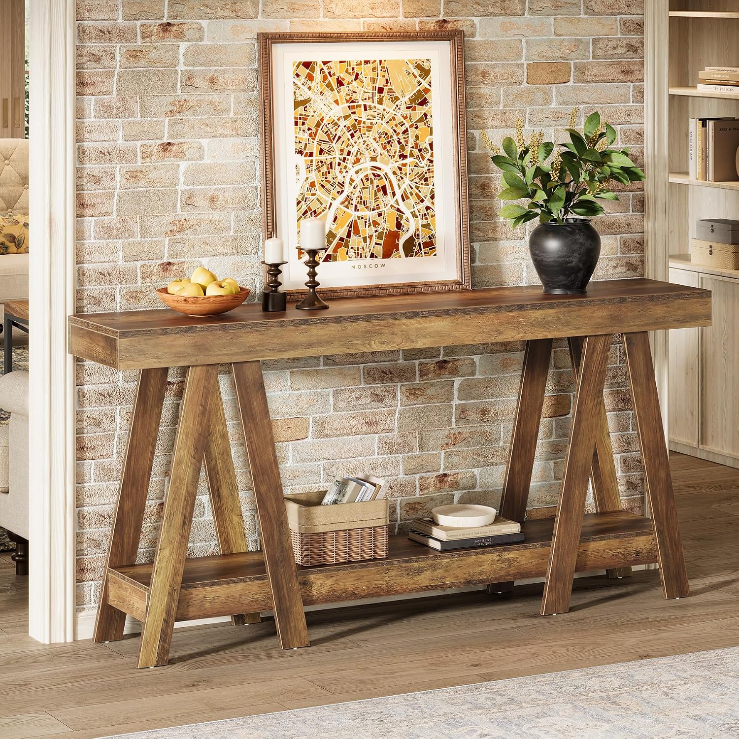 Tribesigns 70.87' Farmhouse Console Table, 2-Tier Entryway Accent Table Behind Sofa for Living Room, Entrance, Foyer
