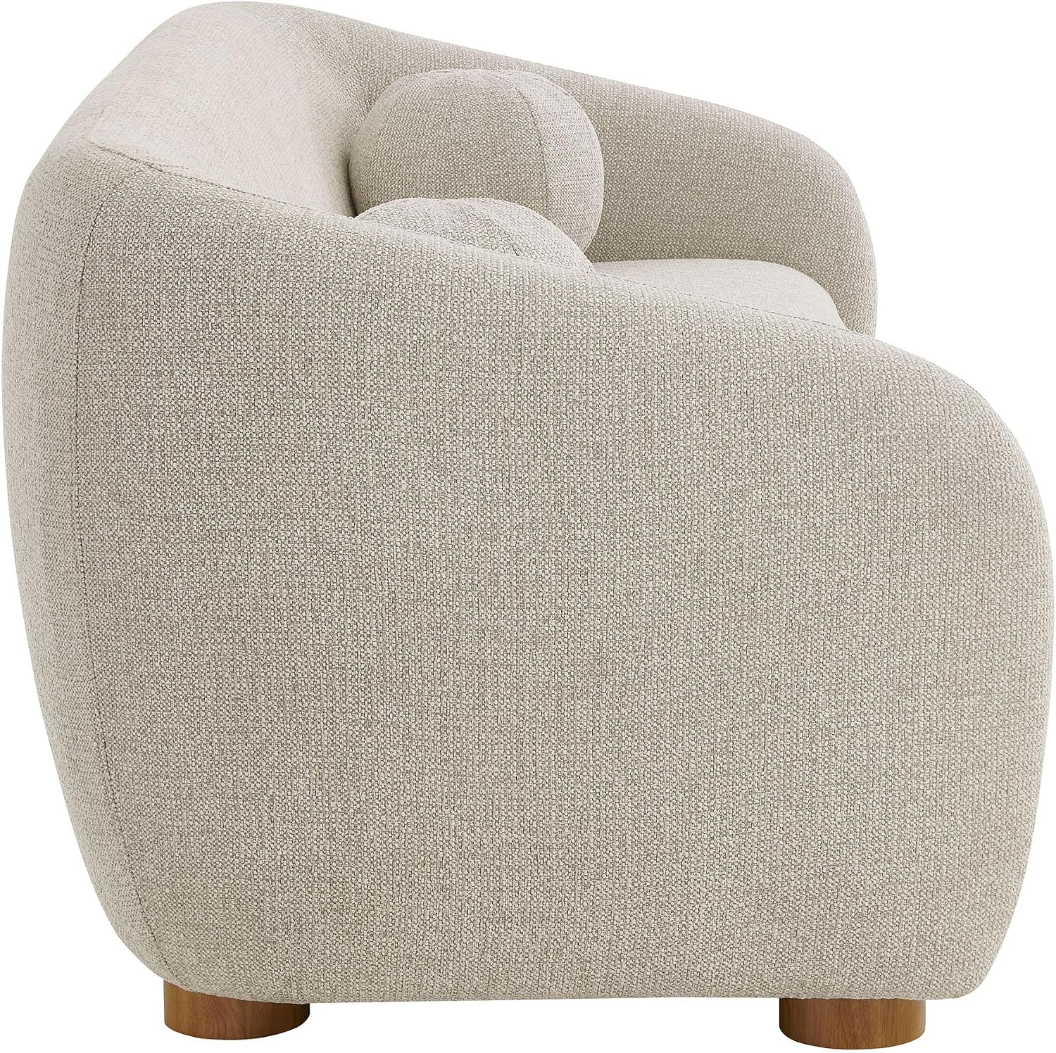 Modway Holland 85 Inch Minimalist Curved Back Sofa in Dove Gray – Chenille Fabric Sofa with Ball Throw Pillows and Wood Feet – Modern 3-Seater Couch for Living Room