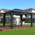 MUPATER Gazebo,10x13 FT Polycarbonate Hardtop Gazebo with Aluminum Frame, Double Roof Patio Gazbeo, Permanent Outdoor Pavilion with Insect-Proof Netting for Patios, Deck, Lawns, Gardens and Pools