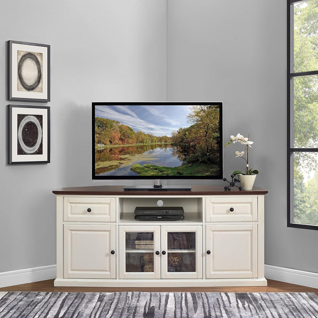 Crosley Furniture Shelby TV Stand for 65+ inch TVs, Entertainment Center with Adjustable Storage Shelves, White