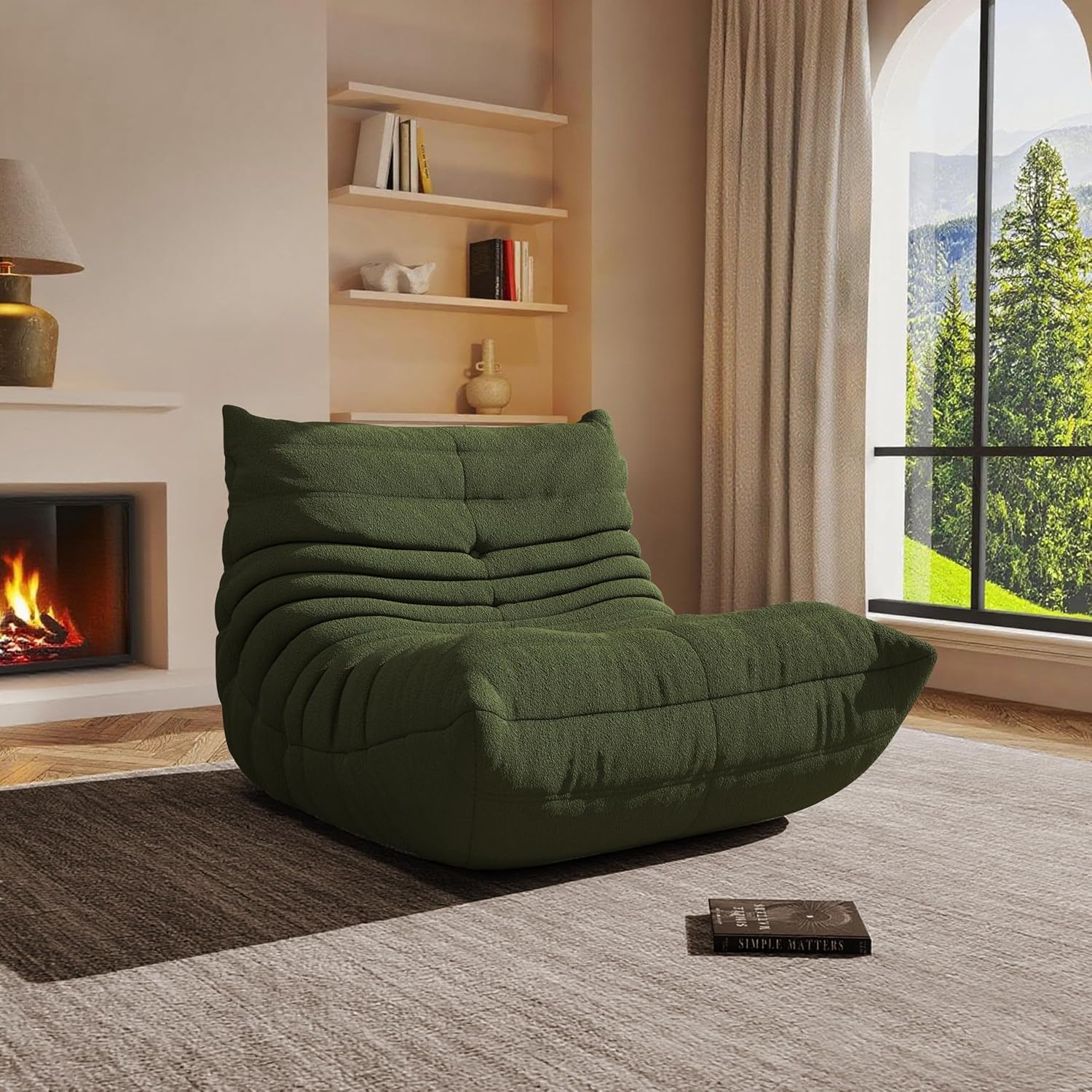 Bean Bag Chair for Adults, Comfy Floor Chair Memory Foam Bean Bag Chair, Cozy Lounge Floor Chair for Gaming, Reading & Relaxation, Small Foam Couch for Living Room, Bedroom (Mint Green, Single)
