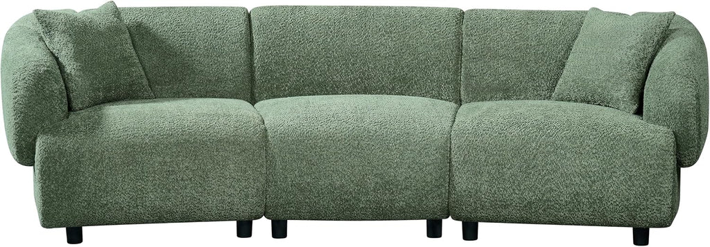 Merax 98.5' Modern 3 Seater Curved Sofa, Luxury Boucle Fabric Sofa, Minimalist Cozy Cloud Couch for Living Room, Bedroom, Apartment, Home Office, Green