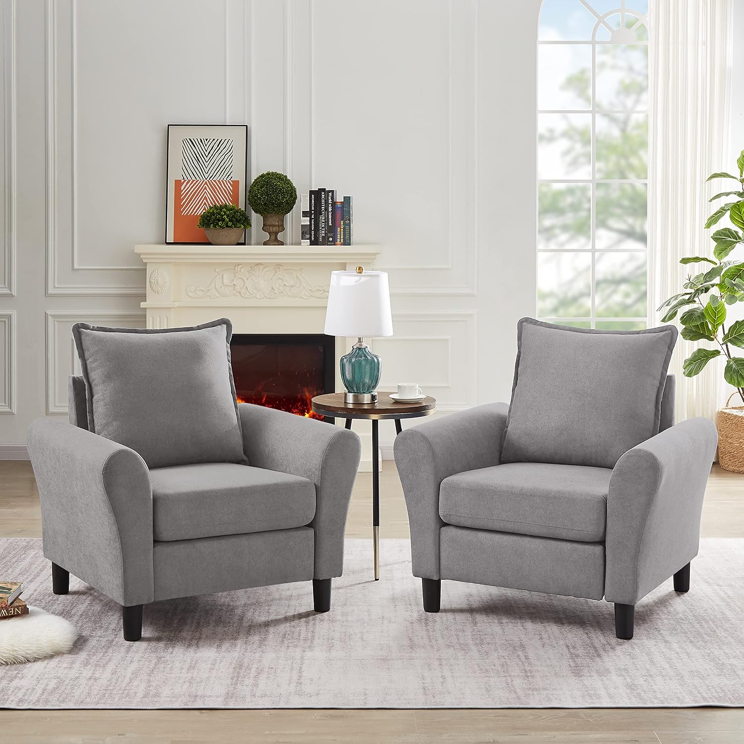 3 Piece Living Room Sofa Sets, Modern 3 Seater Sofa with Storage Ottoman and 2 PSC Armchair Couch Sets, Easy Assembly, Modern 5 Seat Sectional Couches for Living Room, Office, Light Grey