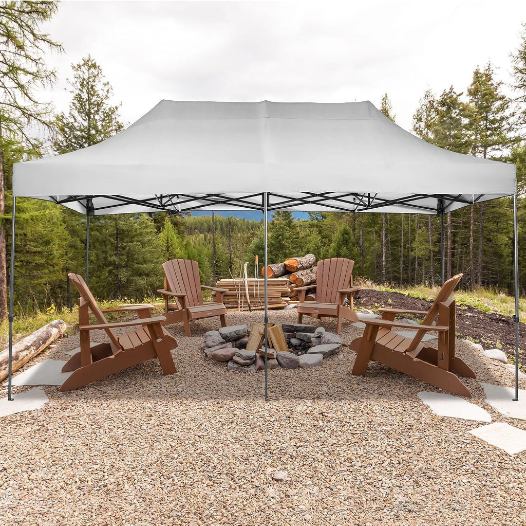 10x20 ft Pop up Canopy Tent, GDY Folding Heavy Duty Height Adjustable Shelter Gazebos with Wheeled Bag, White.