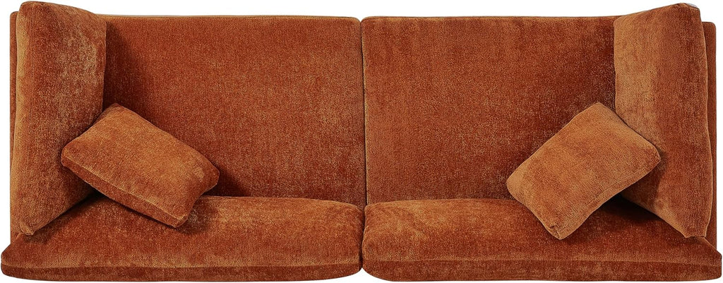 Christopher Knight Home Masie Chenille Upholstered 3 Seater Sofa Couch, Wooden Home Sofa Living Room, Comfy Cloud Couch for Bedroom, Home Office, Caramel Brown