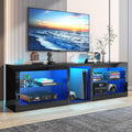 Vinctik 6&Fox LED TV Stands w/Power Outlet,60,00-Colors Lighting for 60 65in TV, 55' Modern High Gloss Entertainment Center,TV Console W/Adjustable Glass Shelves for Living Room Game Bedroom (Black)