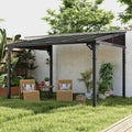 10x12FT Wall-Mounted Gazebo with Sloped Polycarbonate Roof, Heavy Duty Pergola for Patio, Backyard, or Deck, Modern Outdoor Shade Solution