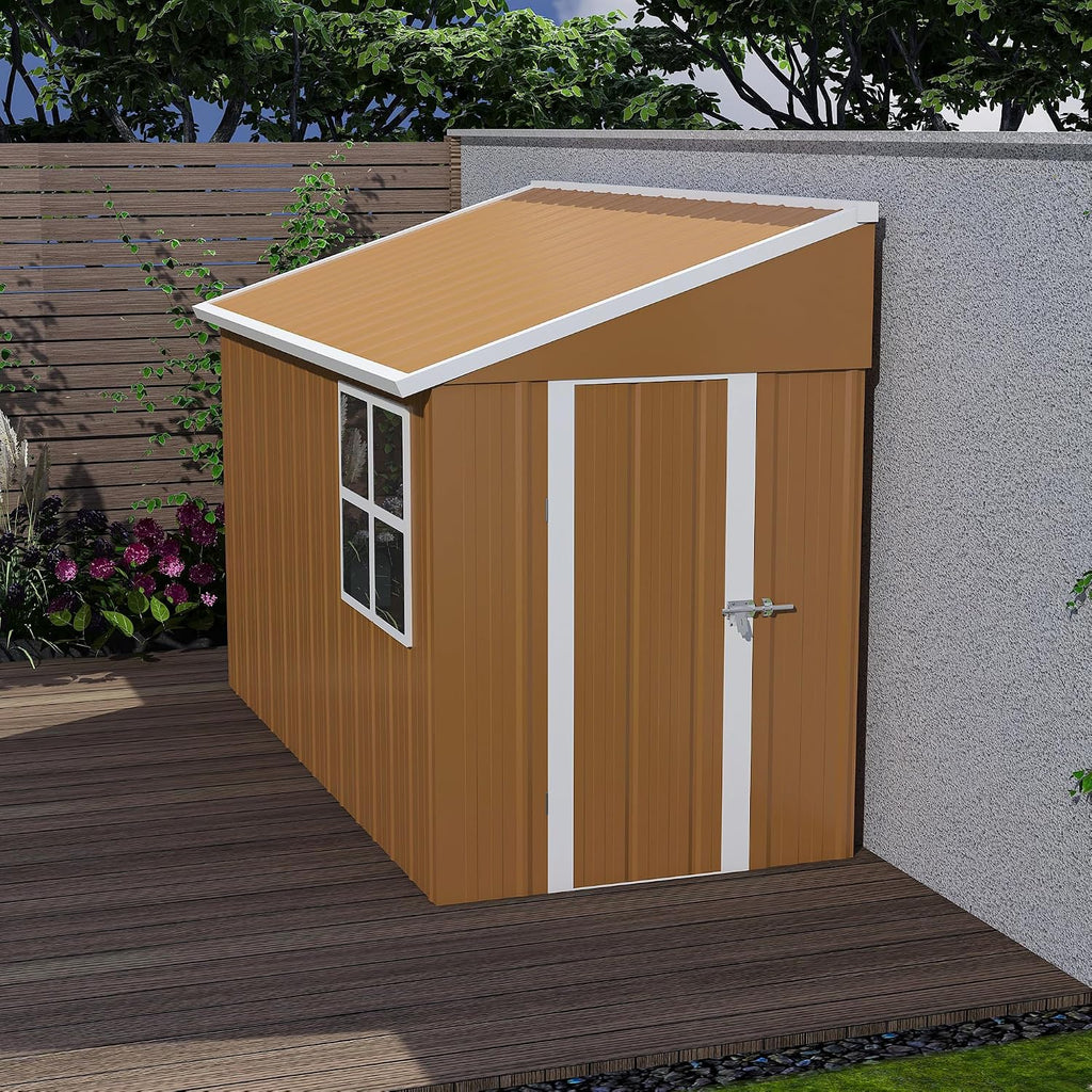 Leavader 8x4 FT Metal Storage Shed, Heavy-Duty Outdoor Matel Tool Shed with Windows, Lockable Door&Ventilation - Weatherproof Outdoor Garden Shed for Backyard, Lawn, Tool Organization