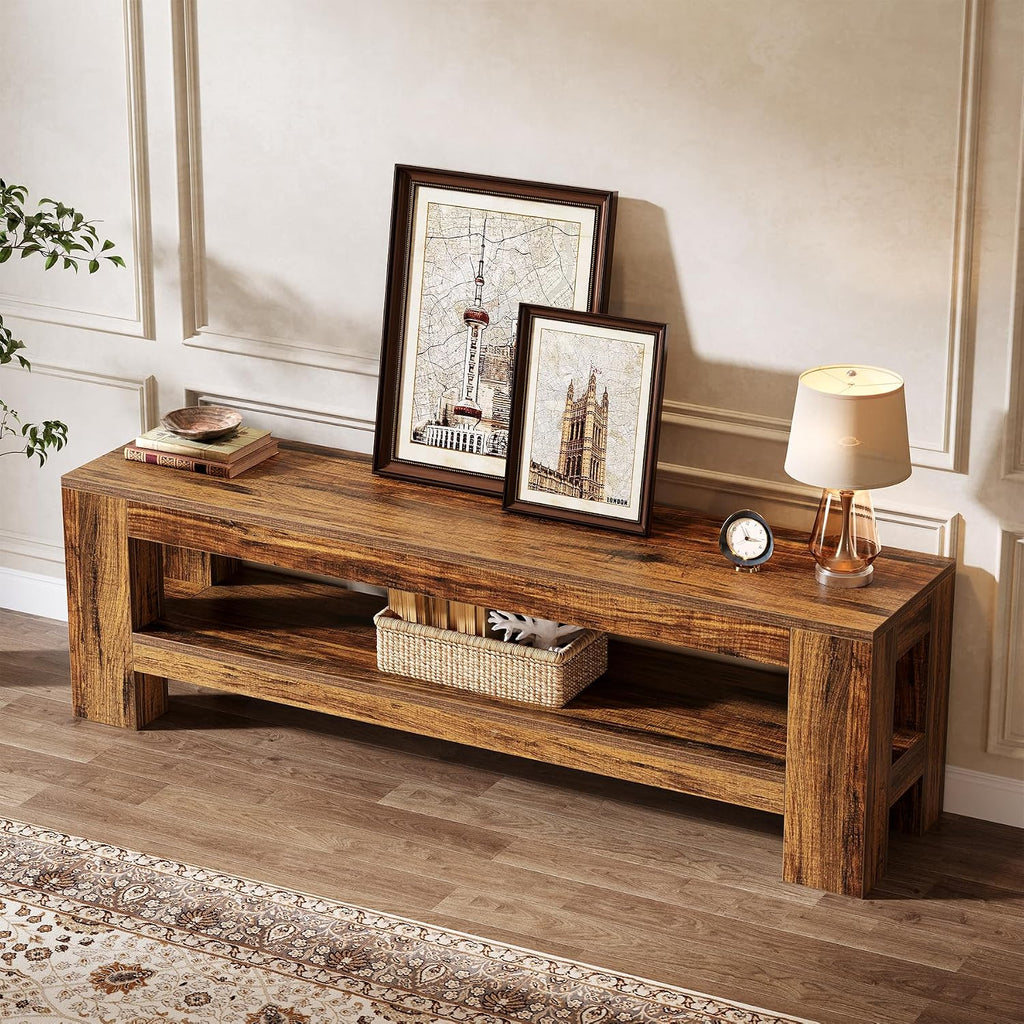Tribesigns 59' TV Stand for 55/60/65/75-Inch TVs, Rustic Media TV Console with Storage Shelve, Entertainment Center Television Stand for Living Room, Bedroom (Brown)