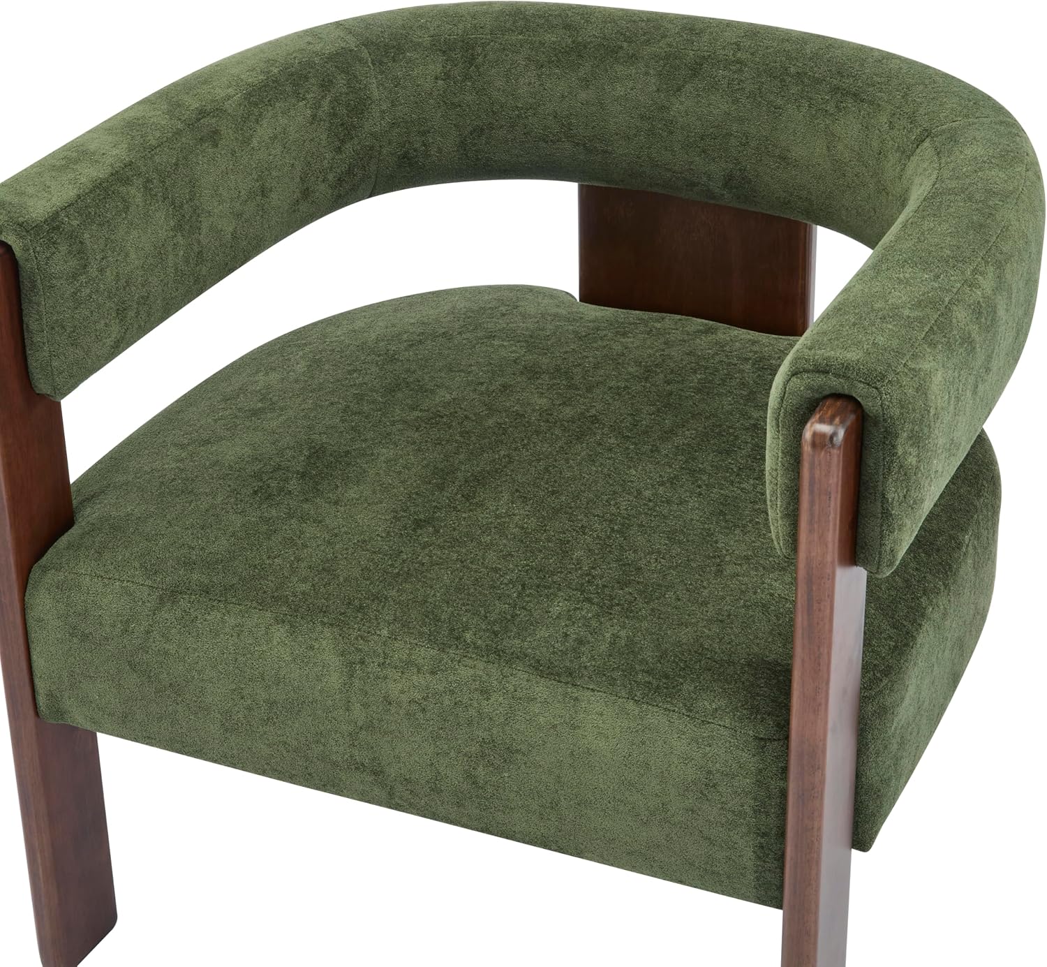 Christopher Knight Home Nettie Modern Accent Chair for Living Room, Velvet Fabric Single Lounge Sofa Chair with Wooden Frame, Comfy Reading Chair for Bedroom, Lounge Armchair with Cushion, Olive Green