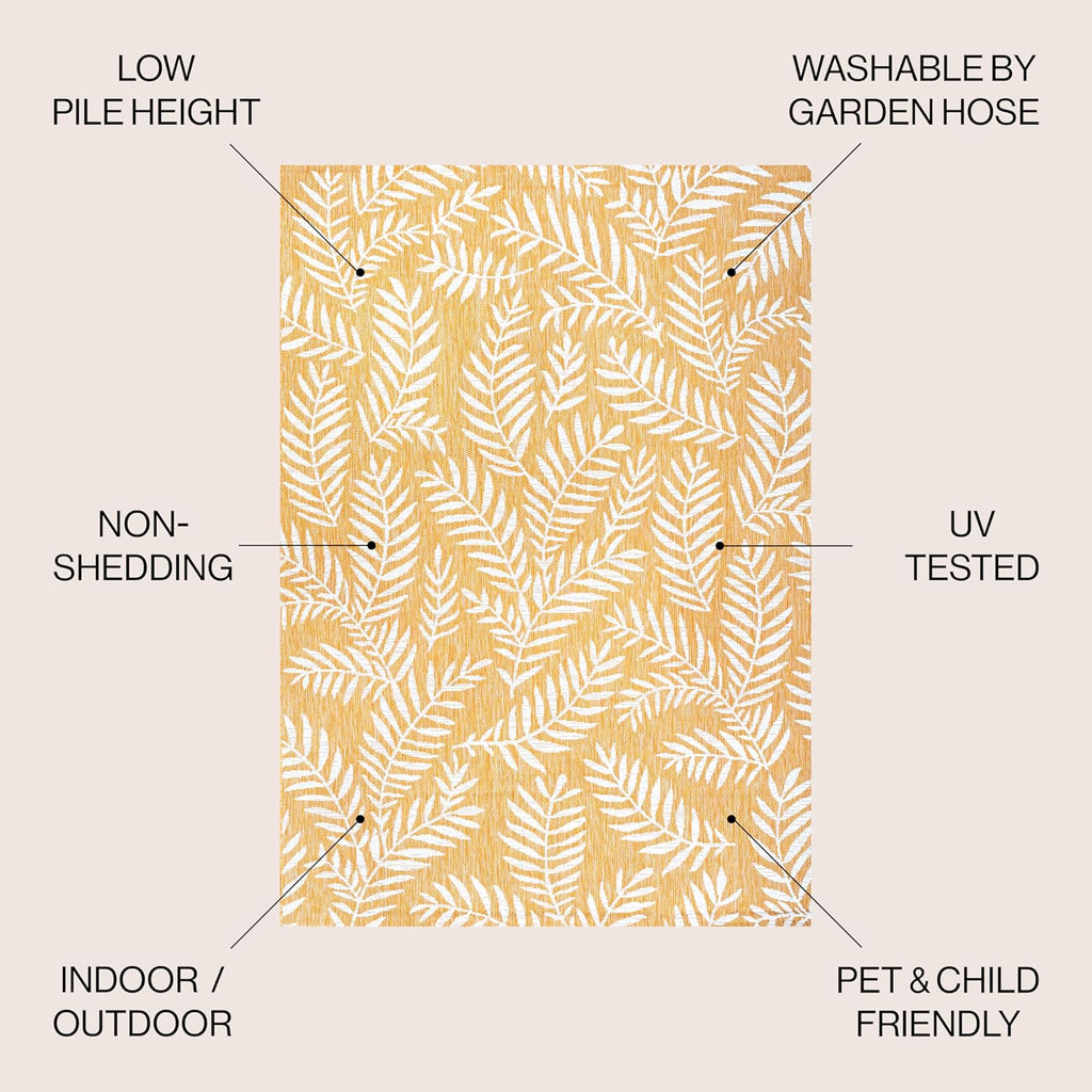 JONATHAN Y Palm Frond Indoor Outdoor Area Rug 3X5 Yellow/Cream, Nevis for Backyard, Patio, Porch, Easy-Cleaning, High Traffic, Pet-Friendly, Non-Shedding (SMB119C-3)