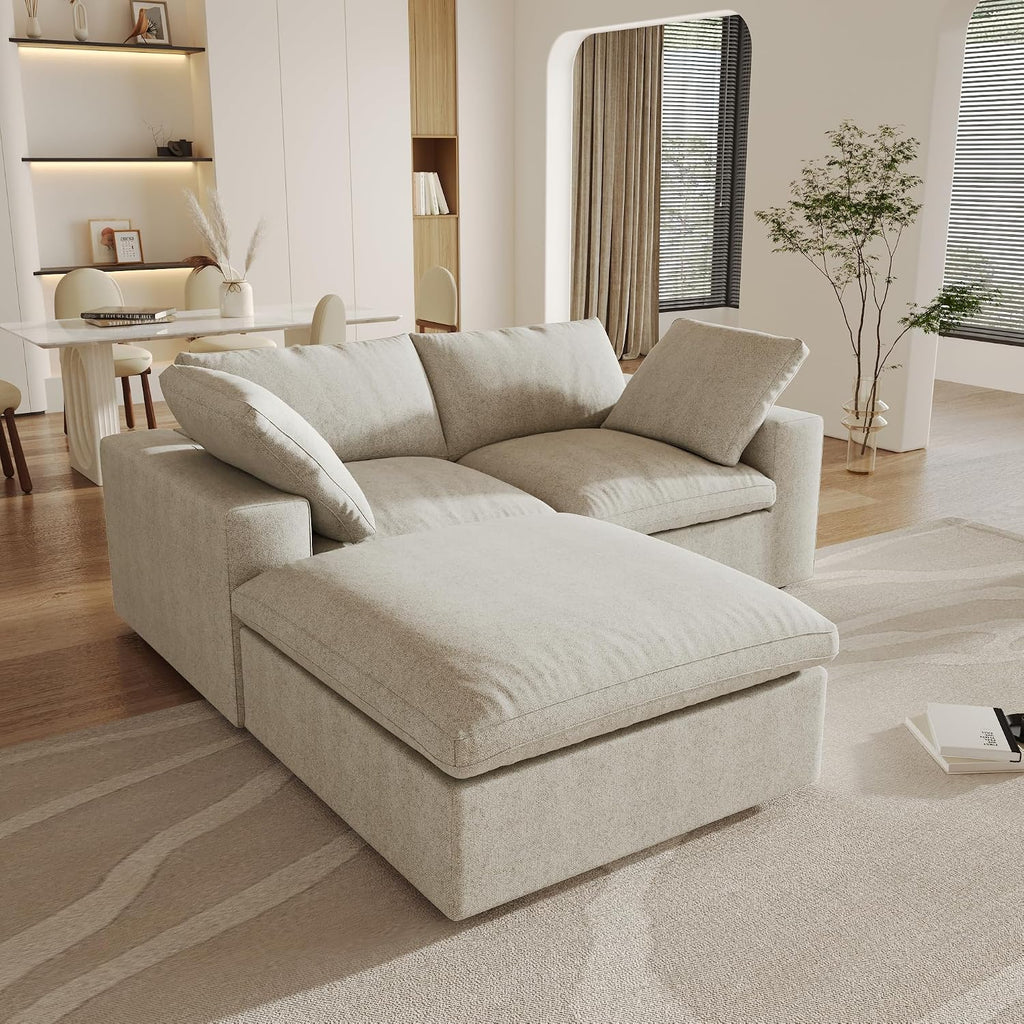 Cloud Modular Sectional Sofa Couch,80.3' L Shaped Convertible Couches with Storage Ottoman for Living Room,Minimalist Deep Sofa Couches,Sofa Covers Washable&Replaceable