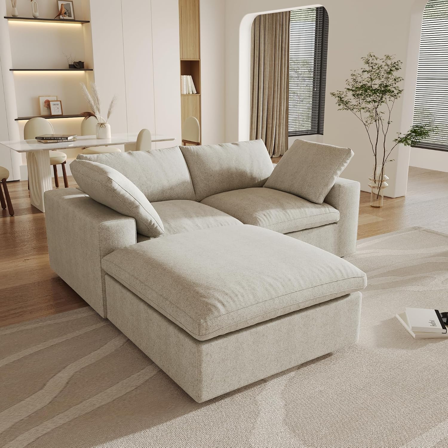 Cloud Modular Sectional Sofa Couch,80.3' L Shaped Convertible Couches with Storage Ottoman for Living Room,Minimalist Deep Sofa Couches,Sofa Covers Washable&Replaceable