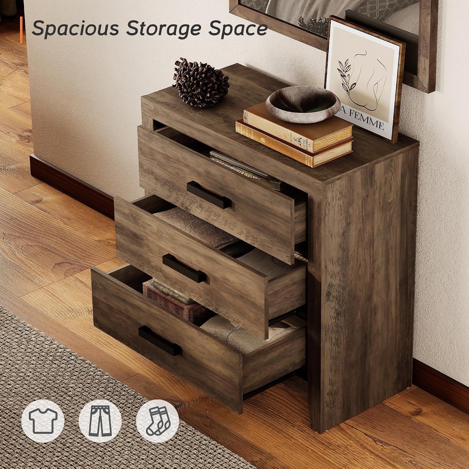 WAMPAT TV Stand for TVs up to 85 Inch, 3-Piece Modular Entertainment Center with Drawers and Doors, Farmhouse Media Console for Living Room, Bedroom, Home Theater, Brown
