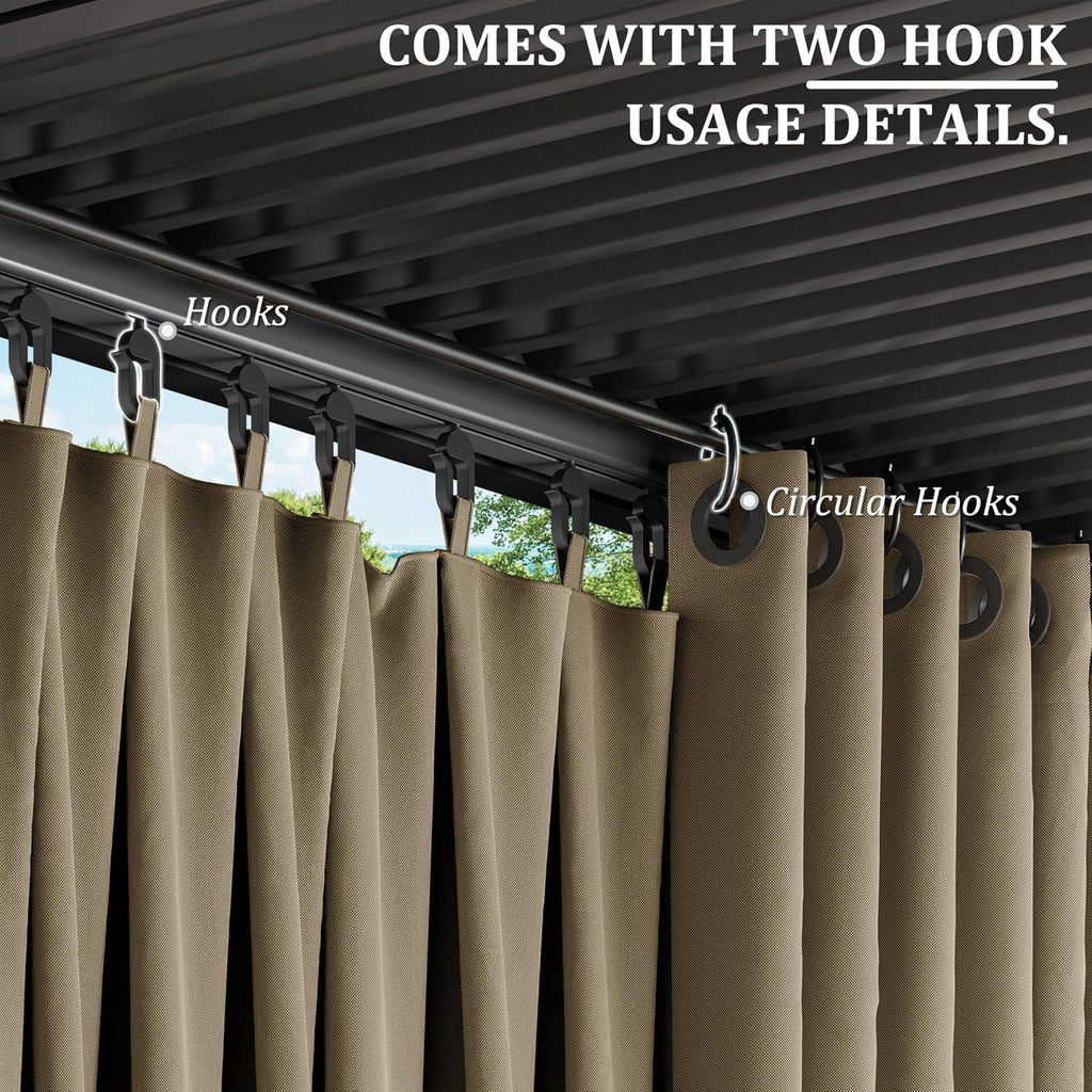 Gazebo Universal Replacement Privacy Curtain,12'×14' Gazebo Outdoor Waterproof Curtains, 4-Panels Sidewall Curtains with Double Zipper for Patio Canopy, Garden and Backyard (Curtain Only)