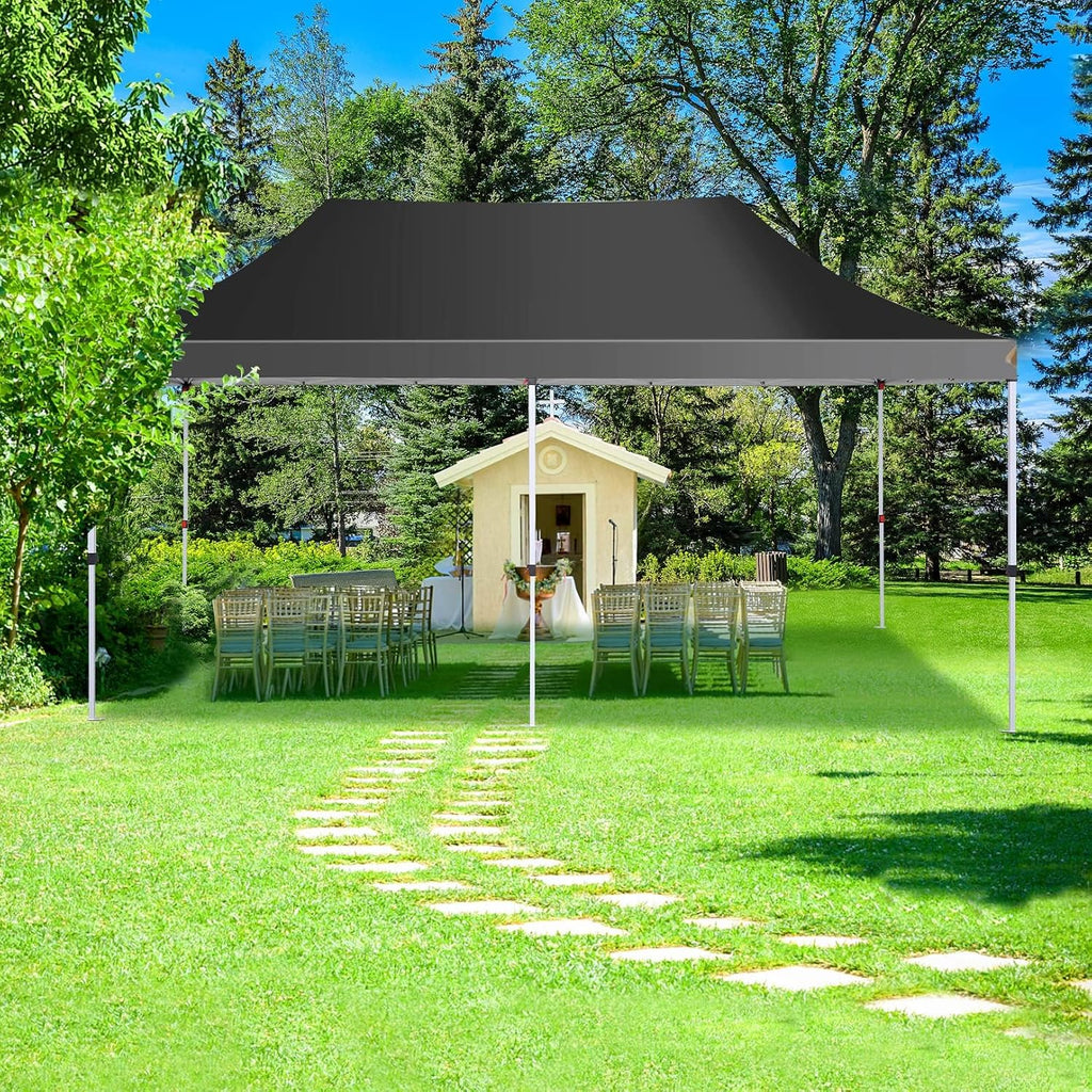 COBIZI 10x20 Pop Up Canopy with 6 Sidewalls, Conical Canopy Tents for Parties, Backyard, Commercial, Waterproof Event Tent Instant Shelter UV50+ Outdoor Gazebo with 4 Sandbags (Peak Drainage)