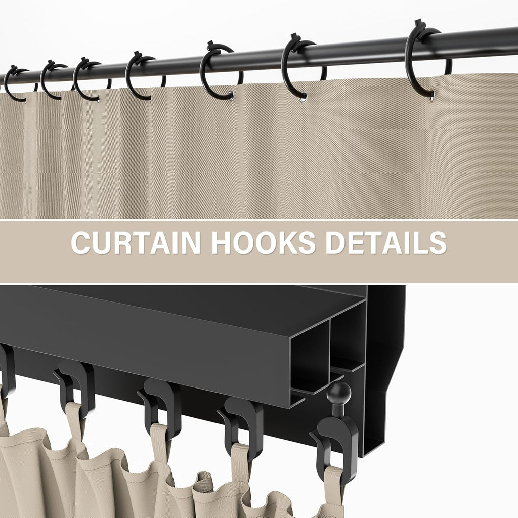 Outdoor Gazebo Curtain Replacement Universal 4-Panel Sidewalls 10' X 12',Outdoor Patio Waterproof Privacy Curtain with Double Zipper for Patio,Garden, and Backyard (Curtain Only)