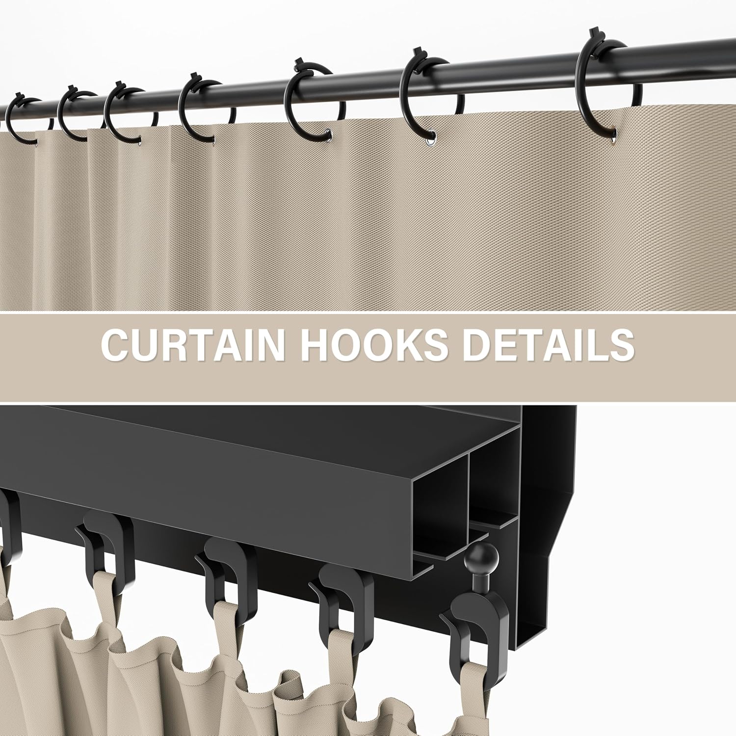Outdoor Gazebo Curtain Replacement Universal 4-Panel Sidewalls 10' X 12',Outdoor Patio Waterproof Privacy Curtain with Double Zipper for Patio,Garden, and Backyard (Curtain Only)