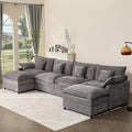 GOSUHI 142.5' U Shaped Couch, Modular Sectional Sofa, 3-Seater Comfy Cloud Couch, Set of Modular Pieces with Movable Ottoman, Deep Seat Couches for Living Room, Chenille, Slate