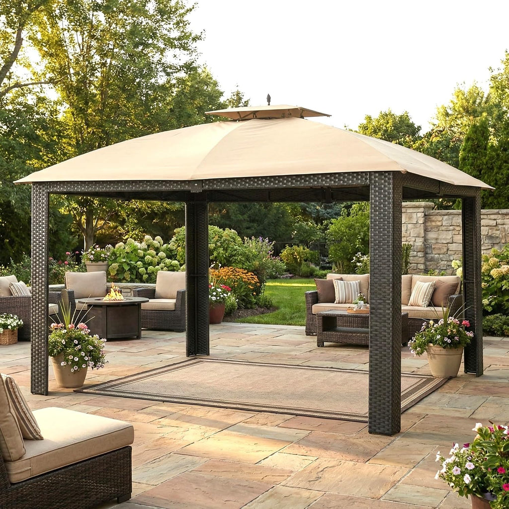 Garden Winds Durable Replacement Canopy Compatible with The L-GZ815PST Sonoma Riviera Wicker 10' x 12' Gazebo - Classic Sand, 350