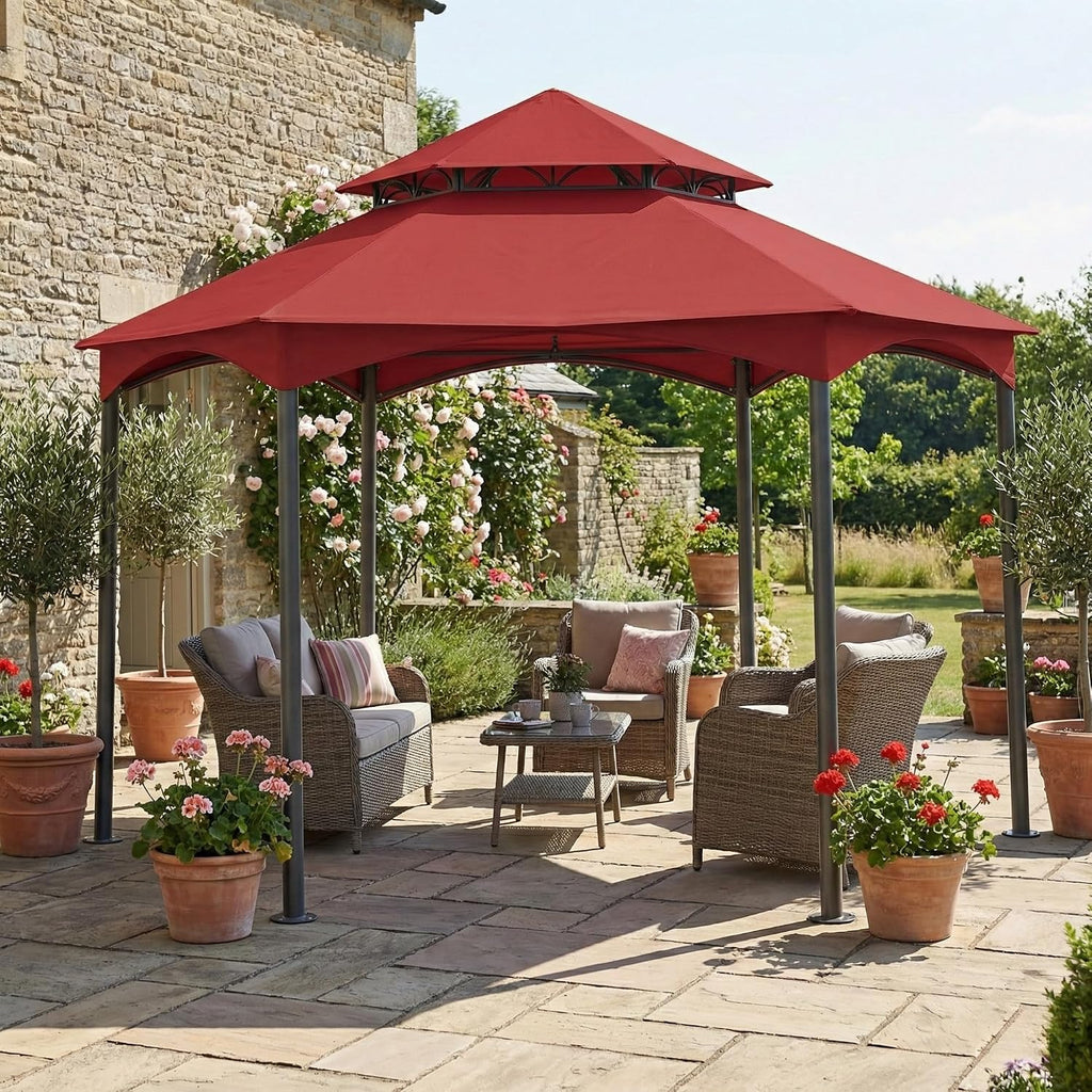Garden Winds Reinforced RipLock 350 Replacement Canopy Top Cover Compatible with Southbay Hexagon 12' x 12' Gazebo Models L-GZ793PST-A, A111005500 - Cinnabar