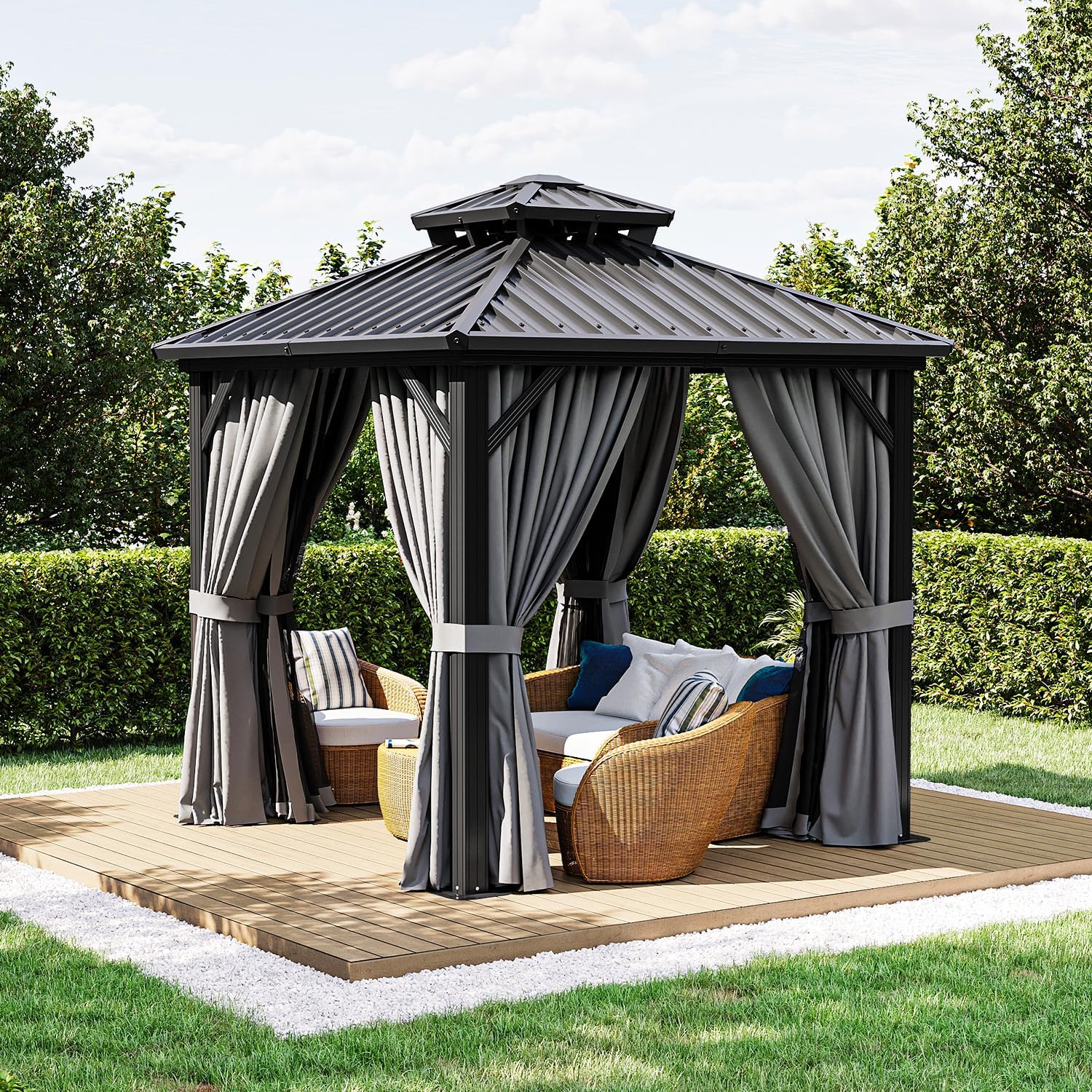 8 Ft. W X 8 Ft. D Patio Gazebo with Double Roof