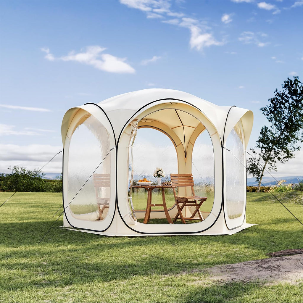12x12ft Gazebo Screen Tent, Pop Up Bubble Tent, Mosquito Proof & Sun Shade Canopy, Heavy Duty Waterproof Outdoor Shelter for Patio, Camping, Backyard Parties