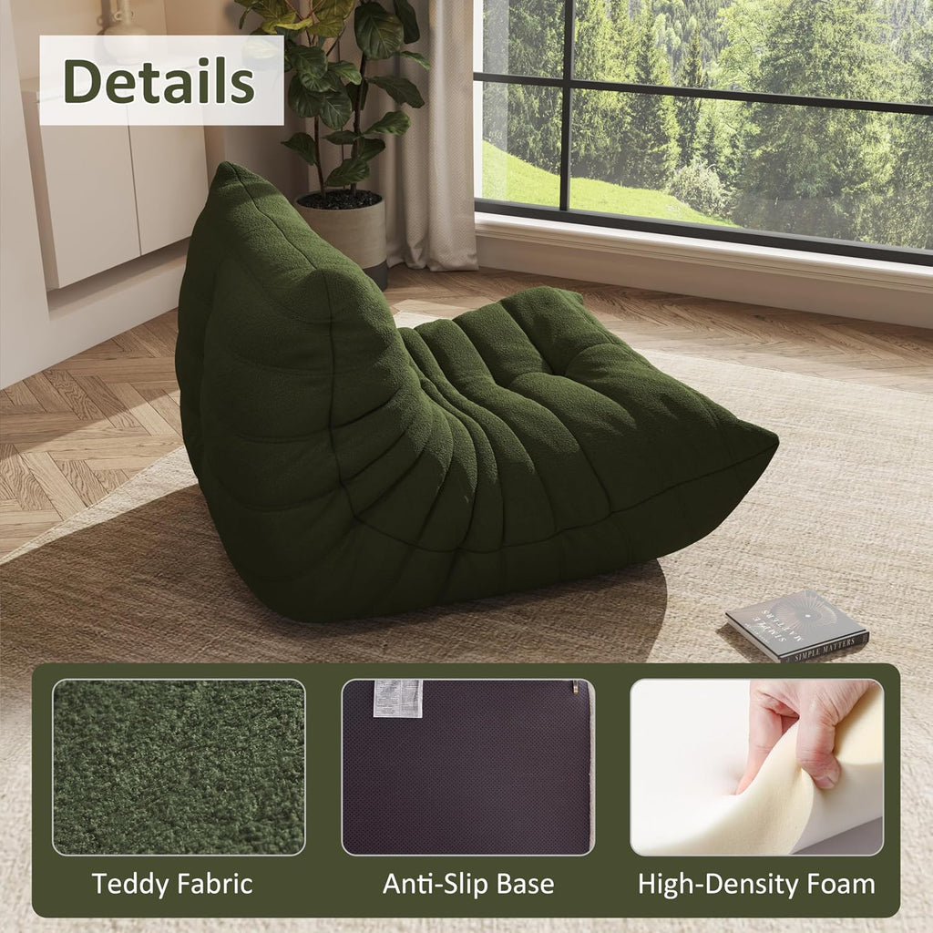 Bean Bag Chair for Adults, Comfy Floor Chair Memory Foam Bean Bag Chair, Cozy Lounge Floor Chair for Gaming, Reading & Relaxation, Small Foam Couch for Living Room, Bedroom (Mint Green, Single)