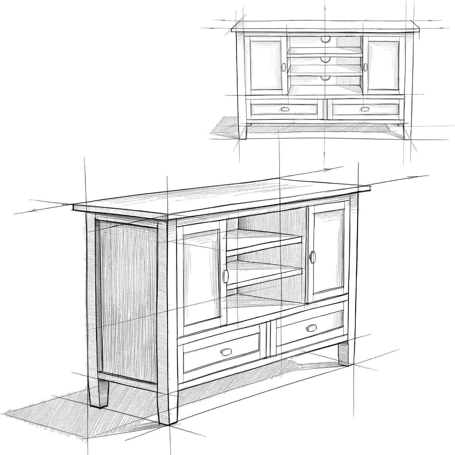 SIMPLIHOME Warm Shaker TV Stand - 47 inch Wide Solid Wood Media Console in Tobacco Brown, Transitional Entertainment Center for TVs up to 50 Inches with 2 Cabinets, 2 Drawers, and Cord Management