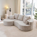 Christopher Knight Home Carden 106' Curved Modular Sectional Sofa, Comfy Sofa Couch with Chaise Lounge, Modern Cloud Couch with Deep Seat, Fabric Upholstered Set for Living Room Bedroom, Silver Lining