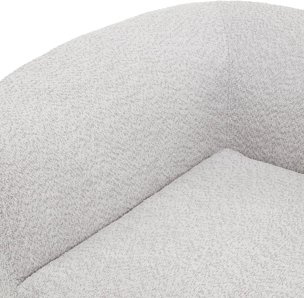 Merax 116' Curved Polyester Sectional Sofa, Modern Pearl Upholstery 3 Seat Cloud Couch with Chaise Lounge & 4 Pillows for Living Room, White+Gray