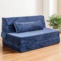 Cvortll Folding Sofa Bed, Convertible Sleeper Chair with Pillow, High Density Memory Foam Fold Out Couch, Foldable Mattress Futon Sofa for Living Room/Dorm/Guest Use/Apartment/Home Office