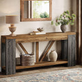 Tribesigns 70.9' Narrow Long Console Table, 2-Tier Farmhouse Entryway Table with Storage Shelf, Rustic Sofa Table Behind Couch for Hallway, Foyer, Living Room, Rustic Brown&Grey