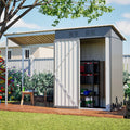 YOPTO 5×3 FT Outdoor Storage Shed & Gazebo Combo,Lean to Metal Tool Shed with Open Pergola,All-Weather 2-in-1 Garden Shed & Gazebo W/Sloping Roof and Lockable Door,for Backyard,Patio,Lawn(Gray)