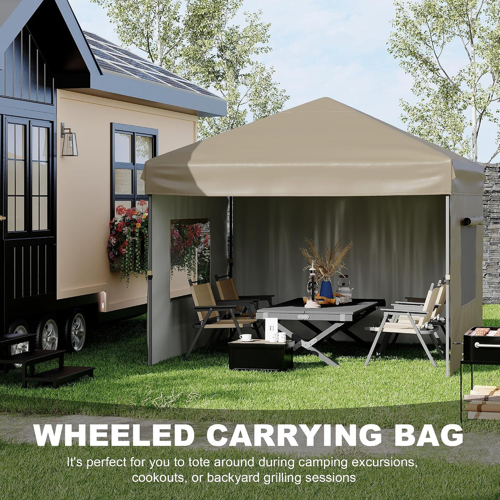 Canopy Tent 10x10 Easy Pop Up, Outdoor Shade Instant Canopy Tents, Comercial Instant Heavy DutyCanopy Pop Up Tent with 3 Sidewalls