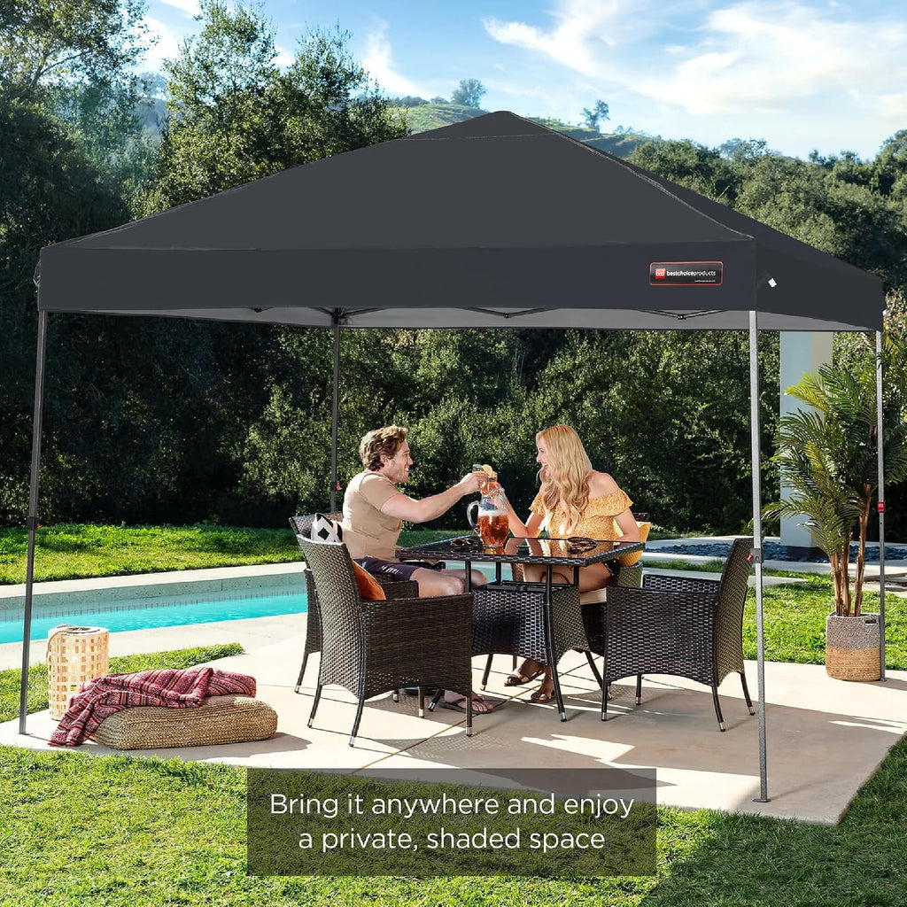 Best Choice Products 10x10ft Pop Up Canopy Tent, Outdoor Shade, 1 Person 1 Minute Set Up, Carry Case, 4 Weight Bags - Gray