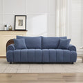 88 'Modern Boucle Sofa Couch, Oversized Comfy 3 Seater Sherpa Curved Sofas Deep Seat, Upholstered Loveseat Teddy Round Arm Couches for Living Room, Bedroom, Blue