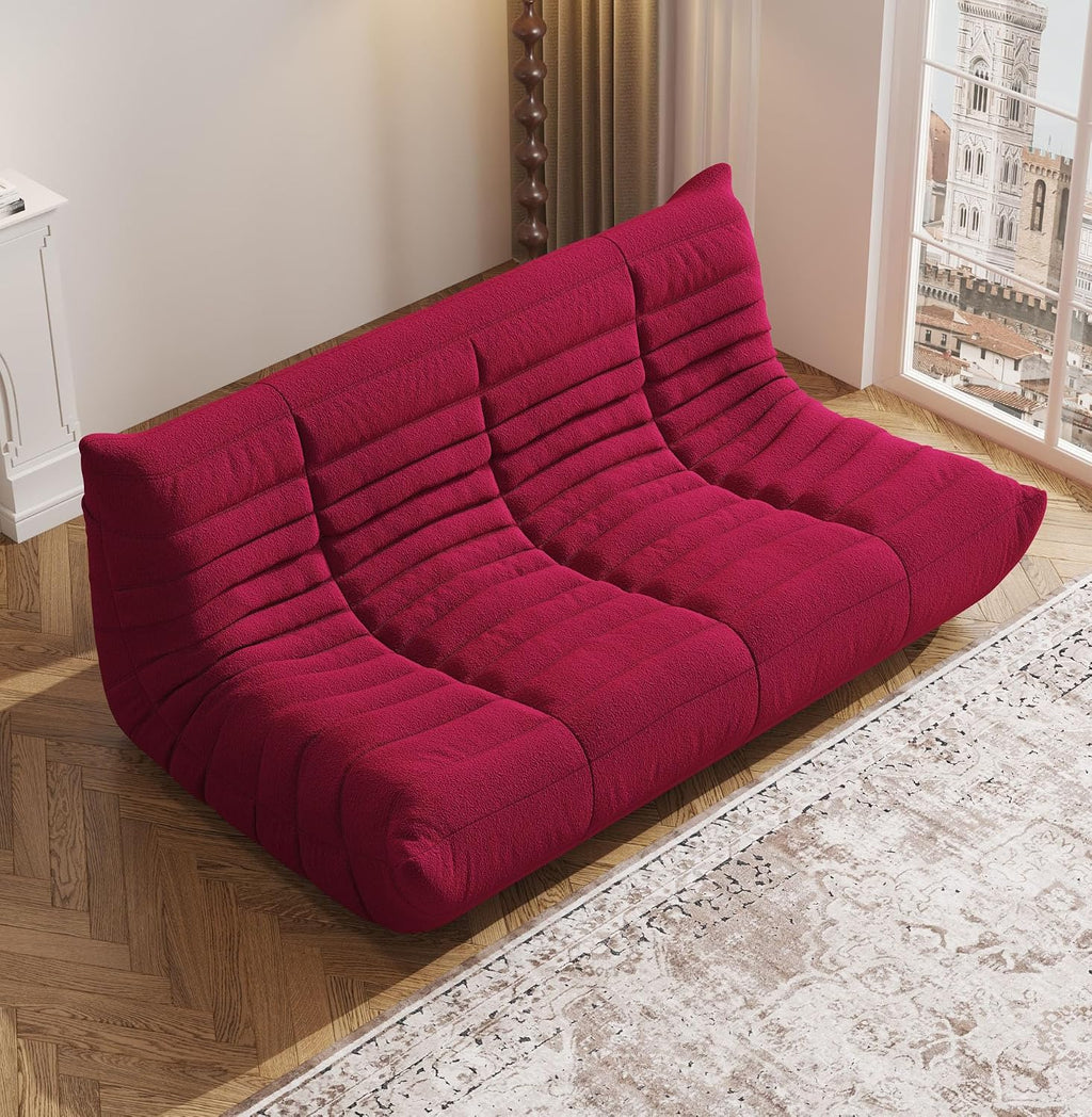 3-Seater Giant Loveseat Boneless Bean Bag Chair for Adults - Teddy Fleece Fireside Accent Chair with Memory Foam, Comfy Lazy Floor Sofa Couch Chaise Lounge for Living Room Bedroom Theater
