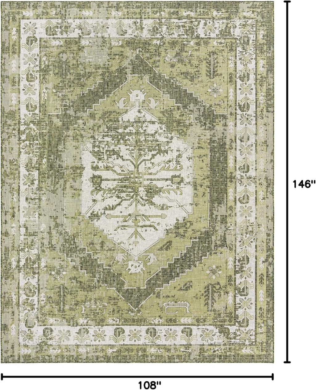 Unique Loom Outdoor Traditional Collection Area Rug - Valeria (9' x 12' 2' Rectangle, Green/ Light Green)