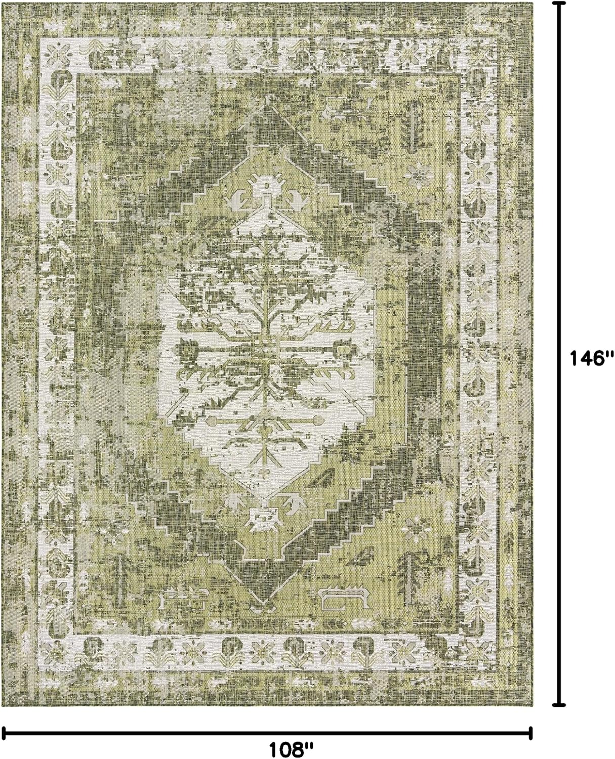 Unique Loom Outdoor Traditional Collection Area Rug - Valeria (9' x 12' 2' Rectangle, Green/ Light Green)