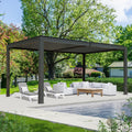 Domi Louvered Pergola 10×16 FT, Outdoor Aluminum Pergola with Adjustable Rainproof Roof and Drainage System, Metal Pergola Gazebo for Patio, Deck, Backyard, Grey