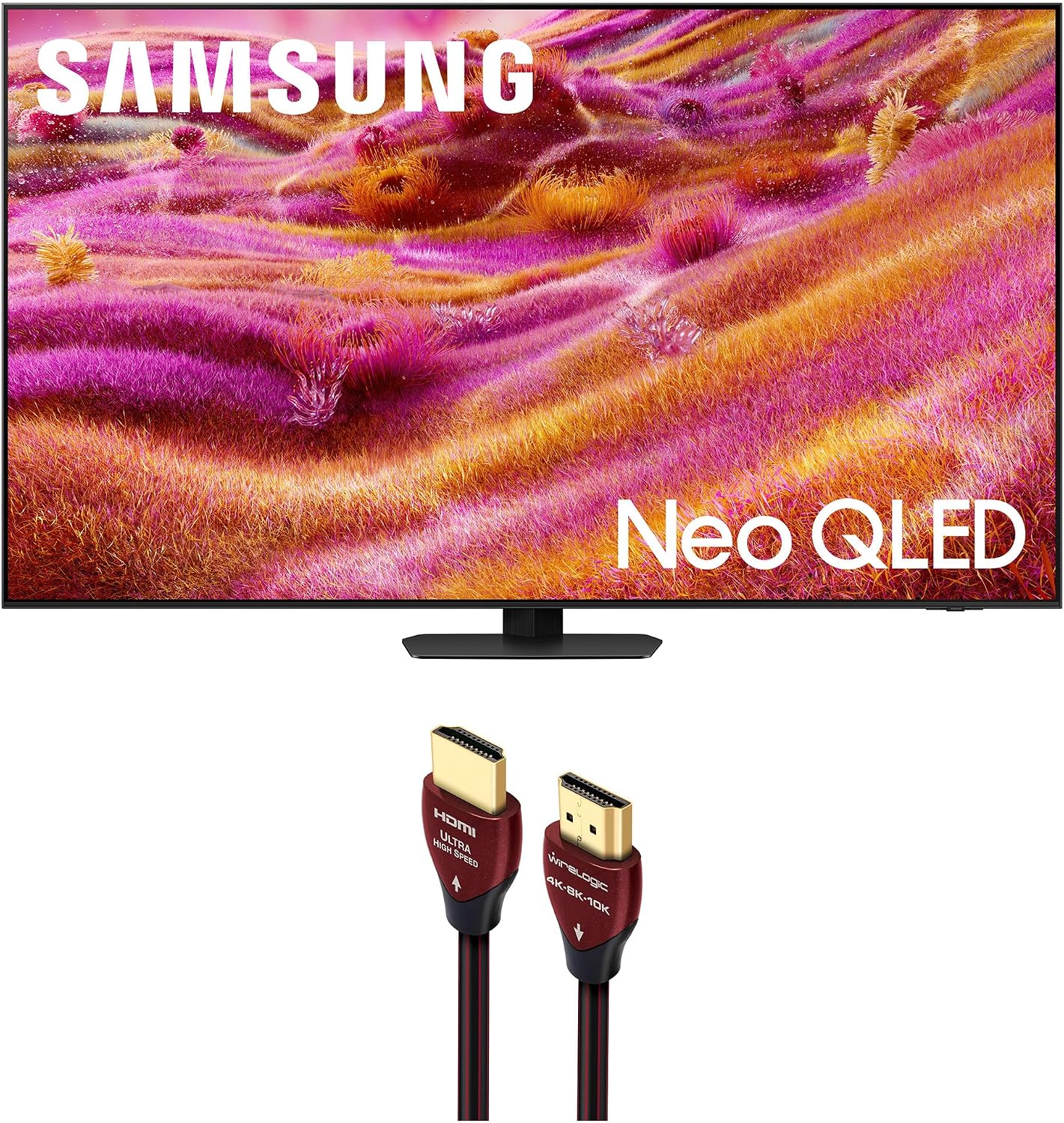 Samsung QN65QN90FAFXZA 65 Inch Neo QLED 4K QN90F Vision AI Smart TV with a WireLogic Ruby 8ft Ultra High Speed 4K-8K-10K HDMI Cable (2025)