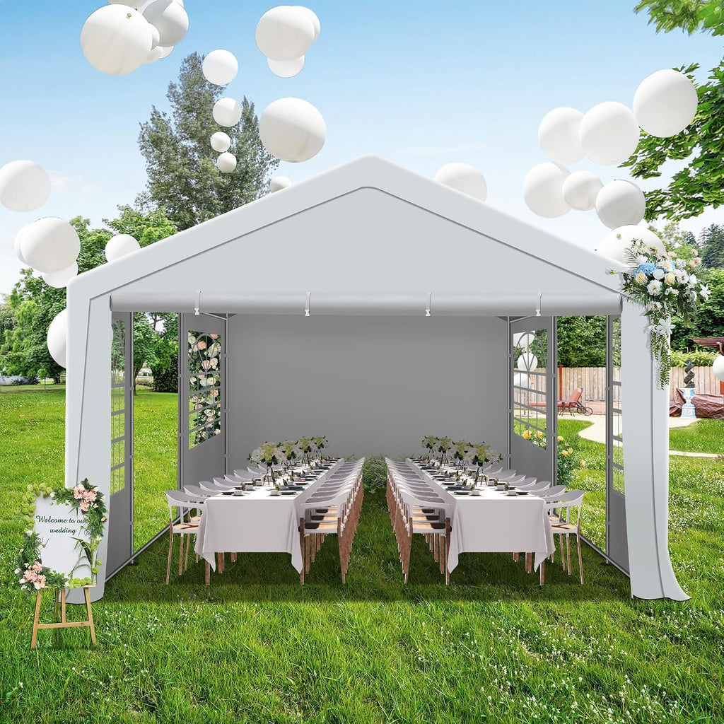 20'x20' Party Tent Heavy Duty, Large Wedding Event Tent with Removable Sidewalls & 4 Sand Bags,Event Canopy Shelter for Parties, Carpas para Fiestas