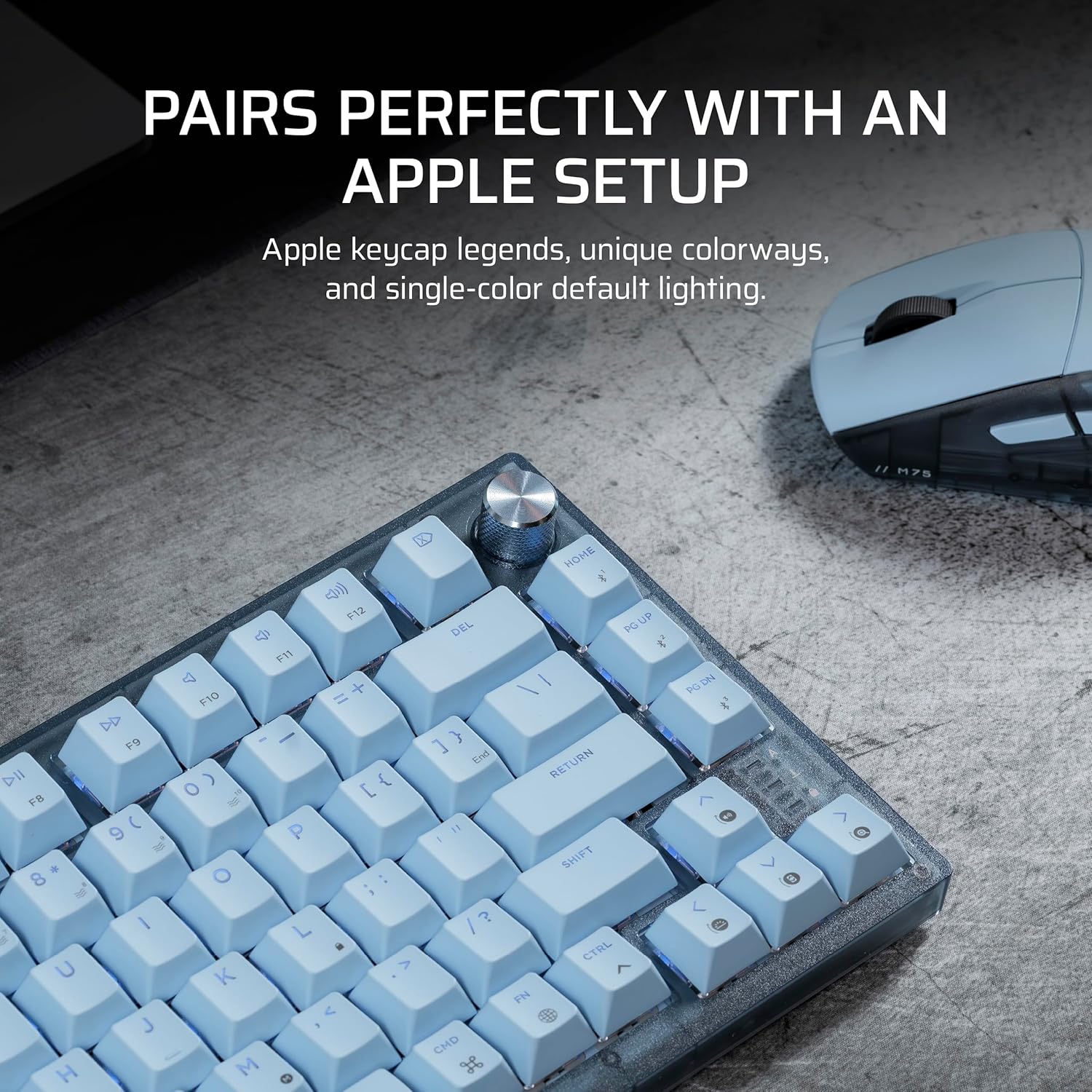 Corsair K65 Plus Wireless 75% RGB Hot-Swappable Mechanical Gaming Keyboard for Mac and iPad – Pre-Lubricated MLX Red v2 Linear Switches, Sound Dampening – QWERTY NA Layout – Glacier Blue