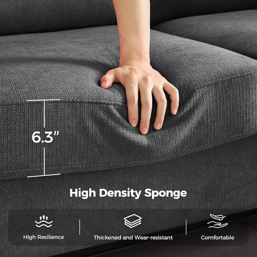 COPIAE 91 Inch Lawson Sofa with Extra Deep Seats Oversize, Mid-Century 3-Seat Sofa Couch, for Living Room, Apartment, Lounge, Dark Gray