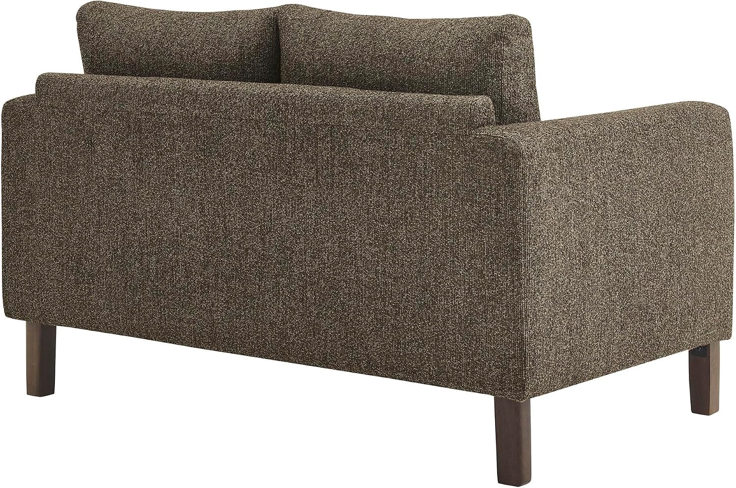 Modway Hawken 54 Inch Boucle Loveseat in Antique Espresso with Wood Legs – Mid-Century Modern Small Space 2-Seater Sofa for Living Room, Bedroom, or Office Lounge