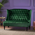 Modern Tufted Velvet Wingback Loveseat, Tufted Velvet 2 Seat Couch Sofas with High Back Thick Padded Cushioned Seats for Living Room, Victorian Style, Emerald